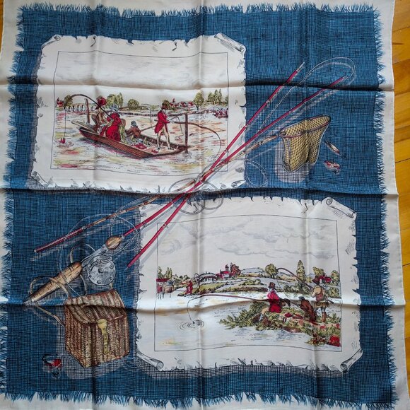 Unique Light 100% Silk Fly Fishing Sceneries Scarf - Picture 7 of 7